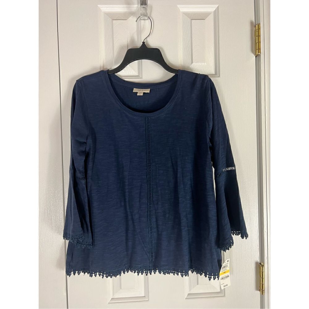 Nwt Style & Co Womens Navy Blouse Size PM